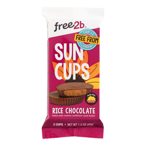 Free 2 B - Sun Cups Rice Chocolate 2-cup - Case Of 12-1.4 Oz