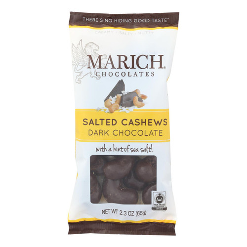 Marich Dark Chocolate Sea Salt Cashews  - Case Of 12 - 2.3 Oz