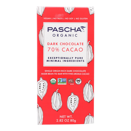 Pascha - Bar Chocolate 70% Cacao - Case Of 10 - 2.82 Oz