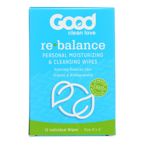 Good Clean Love Rebalance Personal Moisturizing & Cleansing Wipes  - 1 Each - 12 Ct