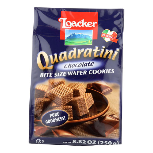 Loacker Quadratini Bite Size Chocolate Wafer Cookies  - Case Of 6 - 8.82 Oz