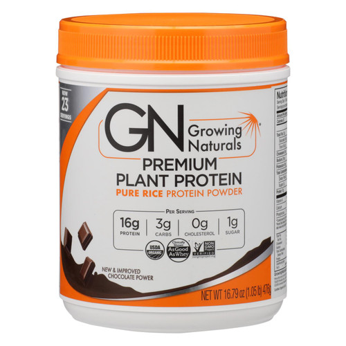 Growing Naturals Organic Rice Protein Powder, Chocolate  - 1 Each - 16.79 Oz