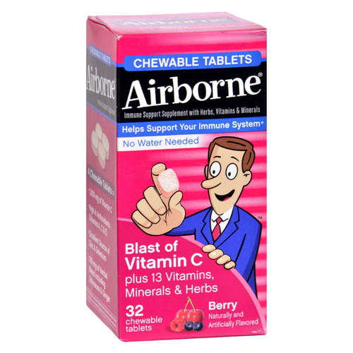 Airborne Chewable Tablets With Vitamin C - Berry - 32 Tablets