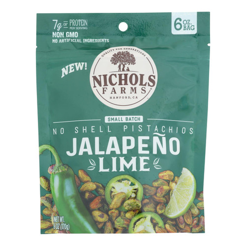 Nichols Farms - Pistachio No Shell Jumbo Lime - Case Of 15-6 Ounces