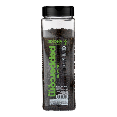 Spicely Organics - Peppercorn Organic Black - Case Of 2-16 Ounces