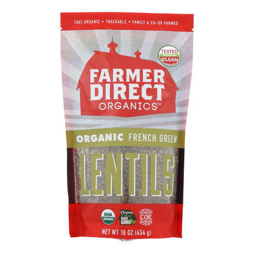 Farmer Direct Cooperative - Lentils Organic French Green - Case Of 6-16 Ounces