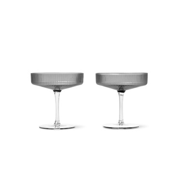 RIPPLE CHAMPAGNE SAUCER SMOKED GREY - SET OF TWO