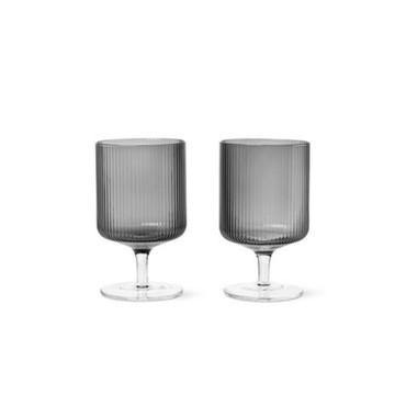 Ripple Wine Glass Set of Two Smoked Grey