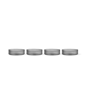 Ripple Serving Bowls Set of Four Smoked Grey