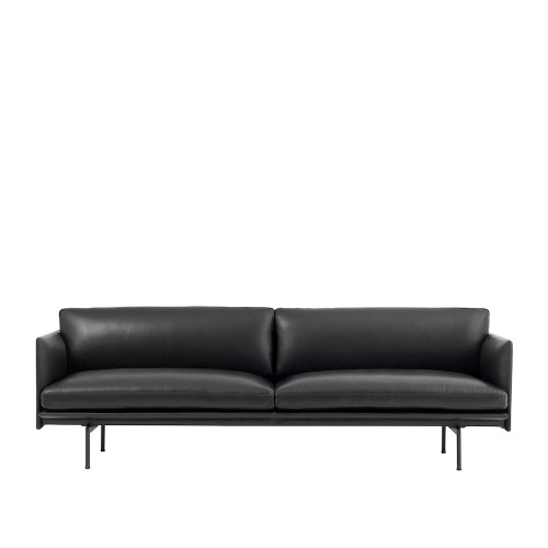 OUTLINE SOFA 3 SEATER BLACK LEATHER