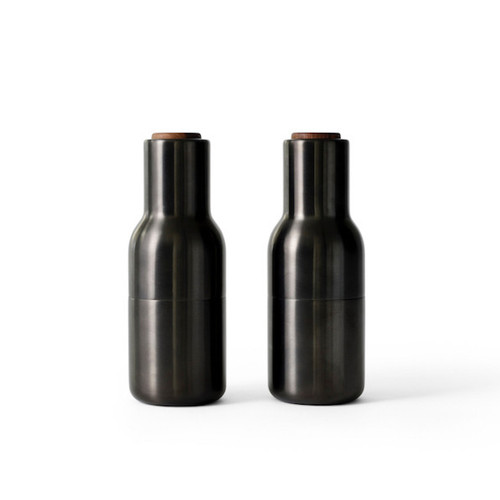 Bottle grinder 2 pack Bronzed Brass Walnut top