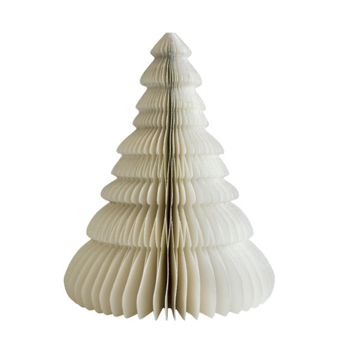 CHRISTMAS TREE STANDING ORNAMENT OFF WHITE WITH SILVER EDGE 24cms