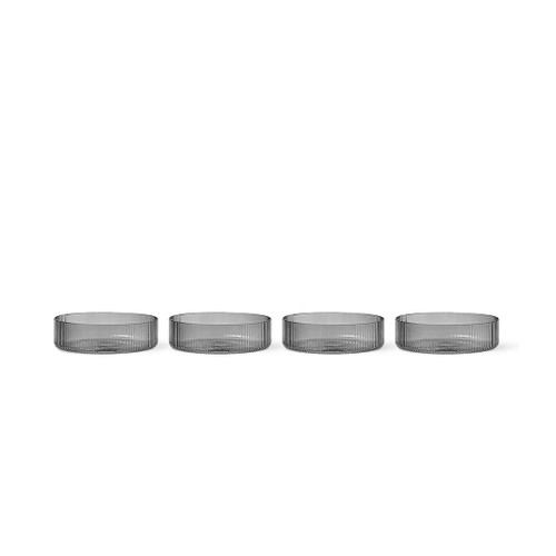 Ripple Serving Bowls Set of Four Smoked Grey