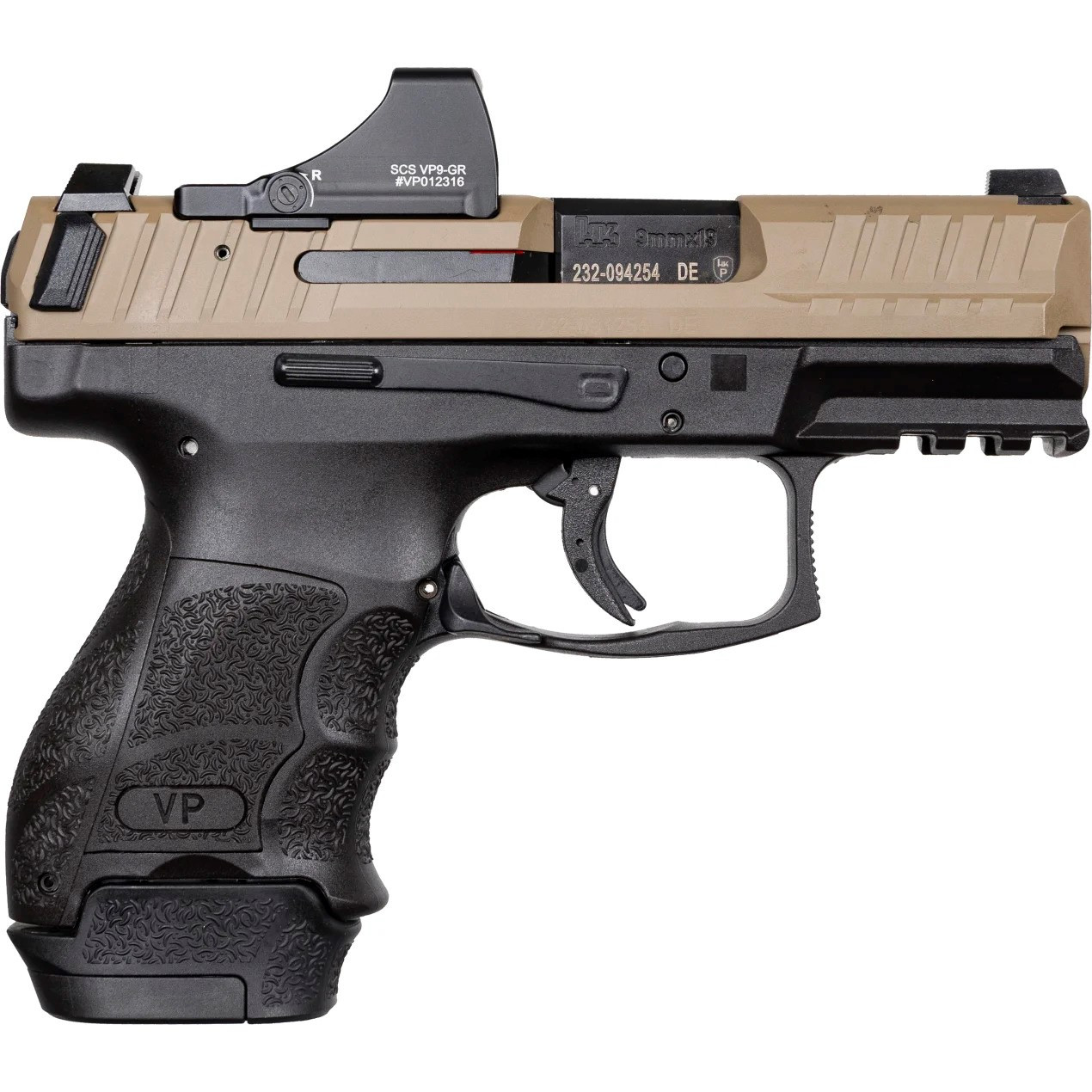 HECKLER & KOCH VP9SK BLACK/FDE HOLOSUN SCS 9MM 2-12 1-15 ROUND
