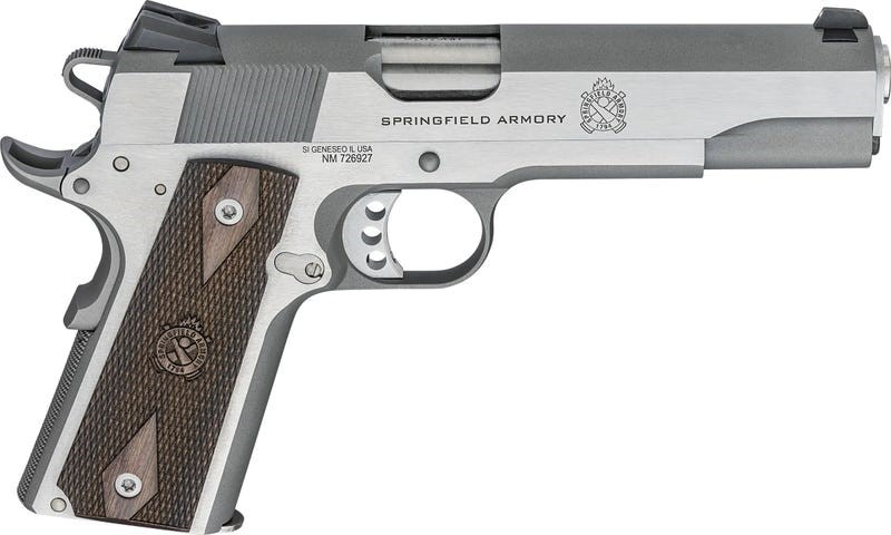 SPRINGFIELD ARMORY 1911 GARRISON 45ACP STAINLESS FINISH WOOD GRIPS