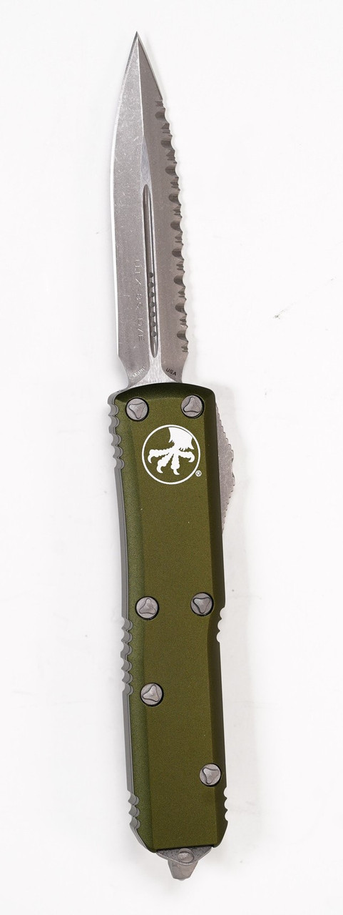 MICROTECH UTX-85 D/E OD GREEN APOCALYPTIC FULL SERRATED - Freedom Outdoors