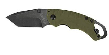 KERSHAW SHUFFLE II FOLDING KNIFE TANTO BLACKWASH OLIVE HANDLE