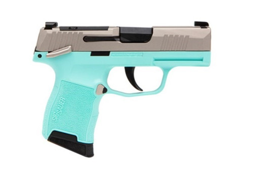SIG SAUER P365 OPTICS CUT .380 ACP TURQUOISE MANUAL SAFETY, 2-10 ROUND MAGAZINES