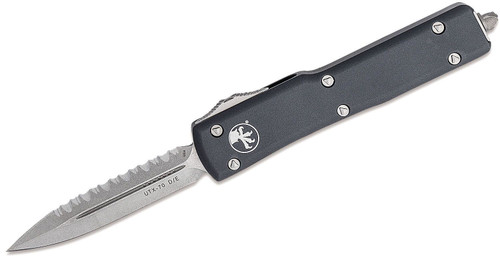 Microtech 147-12 UTX-70 AUTO OTF Knife 2.41" Stonewashed Plain/Serrated Double E