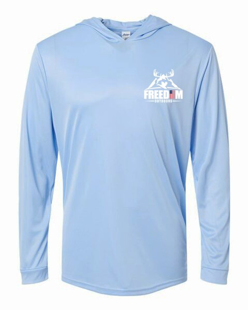 FREEDOM HOODED SMALL, LONG SLEEVE, BLUE MIST/WHITE