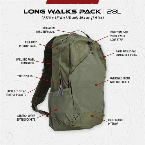 VERTX LONG WALKS 28L PACK CANOPY GREEN