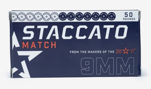 STACCATO MATCH 9MM 136 AMMUNITION 136 GRAIN OPEN TIP