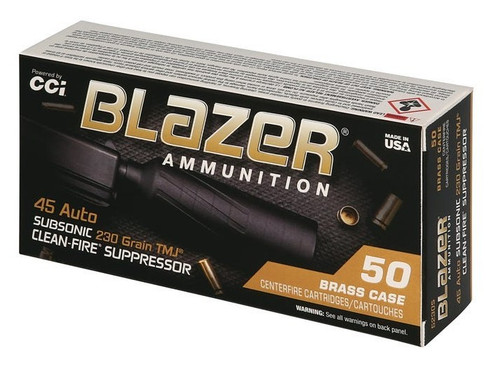 CCI BLAZER CLEAN FIRE 45 ACP 230 GRAIN SUBSONIC TOTAL METAL JACKET 50 ROUND BOX