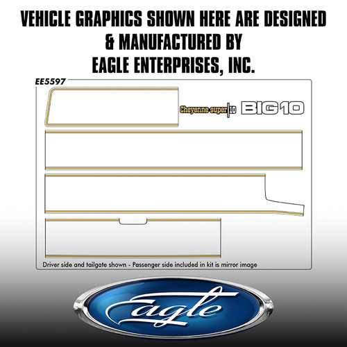 "Retro Cheyenne Kit White Base/Gold Trim & Chevrolet Tailgate" -Chevy Silverado - 2014 thru 2018 "Retro Cheyenne Kit White Base/Gold Trim & Chevrolet Tailgate" -Chevy Silverado - 2014 thru 2018