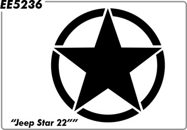 Jeep Wrangler Jeep Star 22" (One Image) - Hood - Any Jeep Wrangler Jeep Star 22" (One Image) - Hood - Any