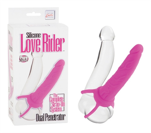 SE1515-10-3 SILICONE LOVE RIDER DUAL PENETRATOR-PINK