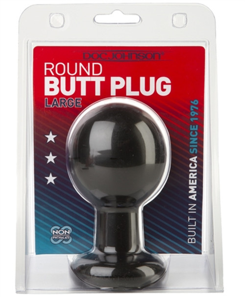 DJ0244-59 ROUND BUTT PLUG LARGE -BLK