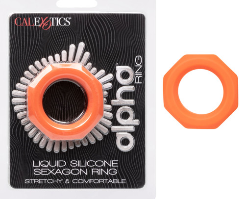 SE-1492-05-2 ALPHA LIQUID SILICONE SEXAGON RING-ORANGE