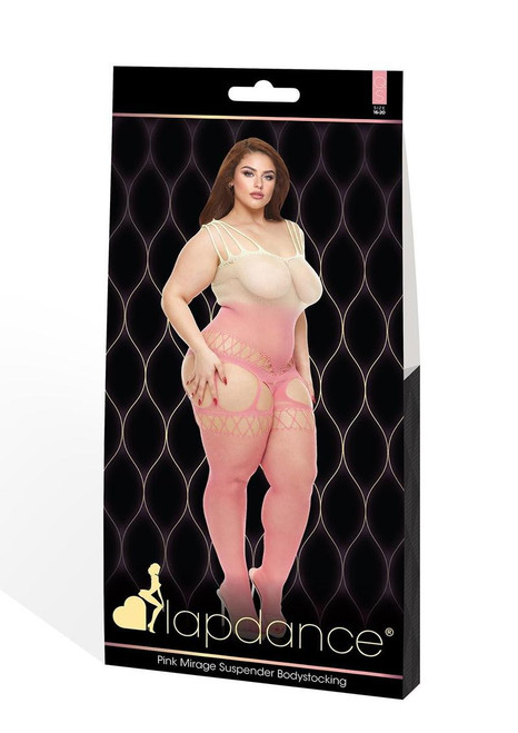 LAPD-LC135XPASTEL YELLOW/SENSUAL PINK Q PINK MIRAGE SUSPENDER BODYSTOCKING
