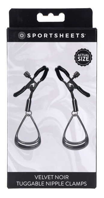 SS370-05 VELVET NOIR TUGGABLE NIPPLE CLAMPS- BLK