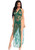 LA-86118GRN S/M 2-PC DUAL SLIT GOWN & PANTY SET