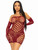 LA-86136BURGUNDY O/S HARDCORE LACED NET TUBE DRESS W/GLOVES