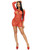 LA-86137RED O/S HEART NET MINI DRESS W/KEYHOLE TIE FRONT