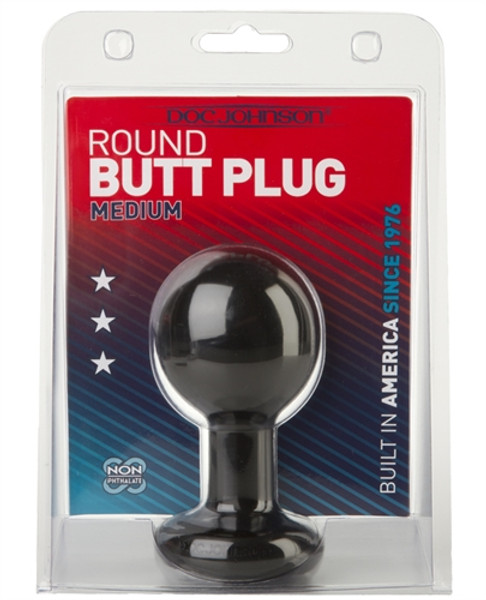 DJ0244-56 ROUND BUTT PLUG MEDIUM -BLK