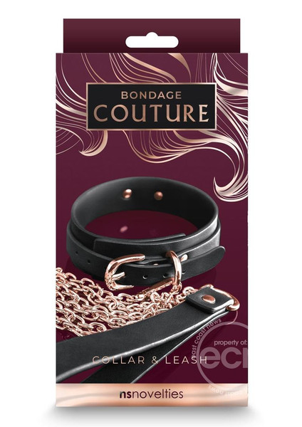 NSN1306-23 BONDAGE COUTURE COLLAR & LEASH- BLK