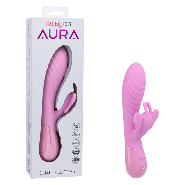 SE-0648-55-3 AURA DUAL FLUTTER RECHARGE RABBIT VIBE-PINK