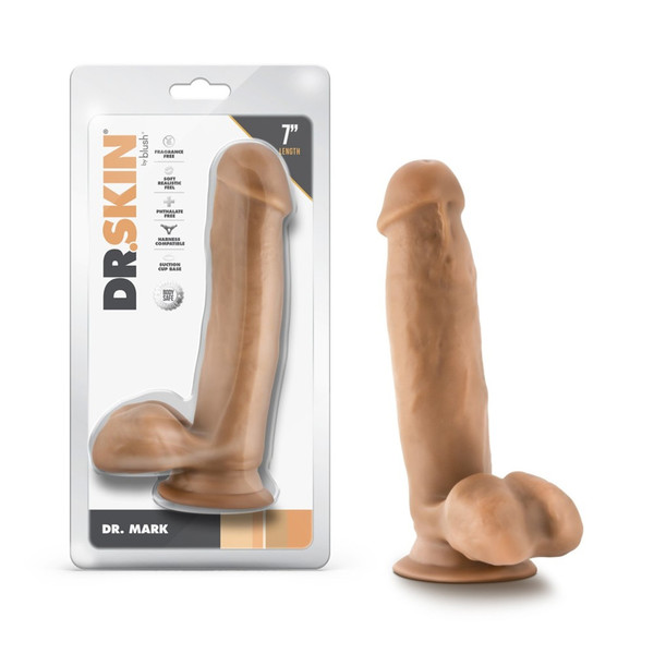 BL-16407 DR SKIN MARK 7" DILDO W/BALLS-TAN