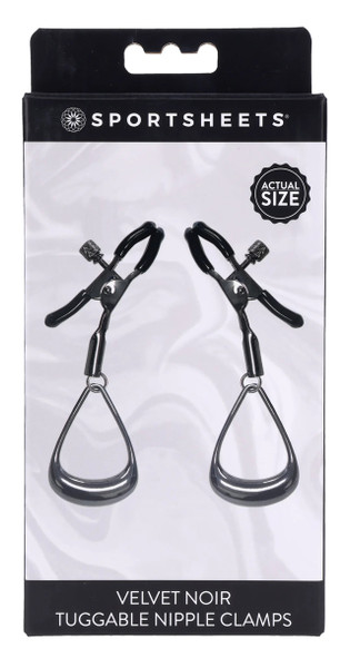 SS370-05 VELVET NOIR TUGGABLE NIPPLE CLAMPS- BLK