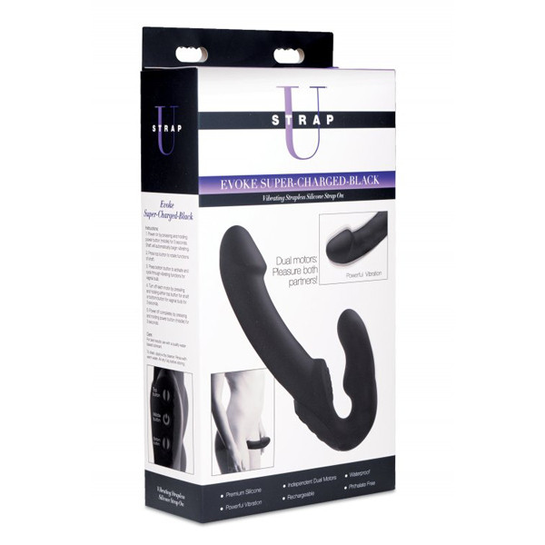 XR-AF624-BLK EVOKE VIBRA. STRAPLESS SILICONE DILDO