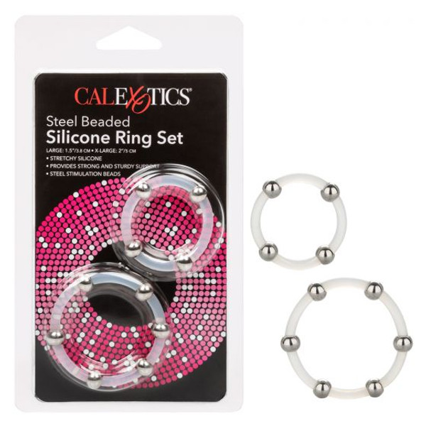 SE1437-30 STEEL BEADED SILICONE RING SET