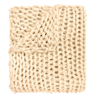 Ivory Cream Lush Chunky Knit Throw