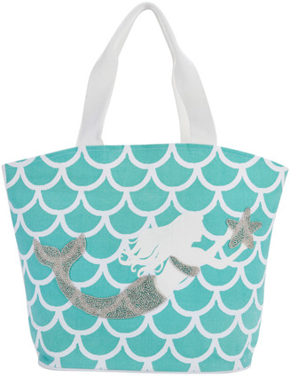 Aqua Sea Mermaid Sequined Tote Bag Set