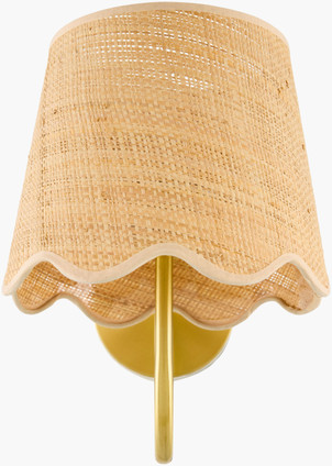 Beach Bungalow Sconce with Rattan Scallop Shade shade view close up 2