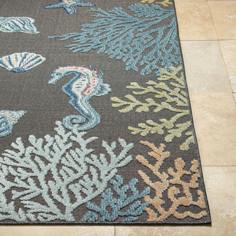 Coral Cay Seahorse Rug corner close up