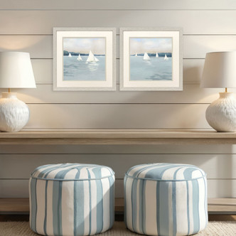 Sailing into Calm – Coastal Framed Art Duo in room