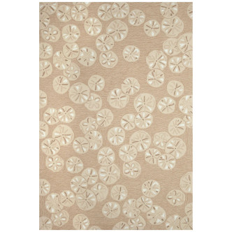 Tan and Ivory Sand Dollar Scattered Shells Rug